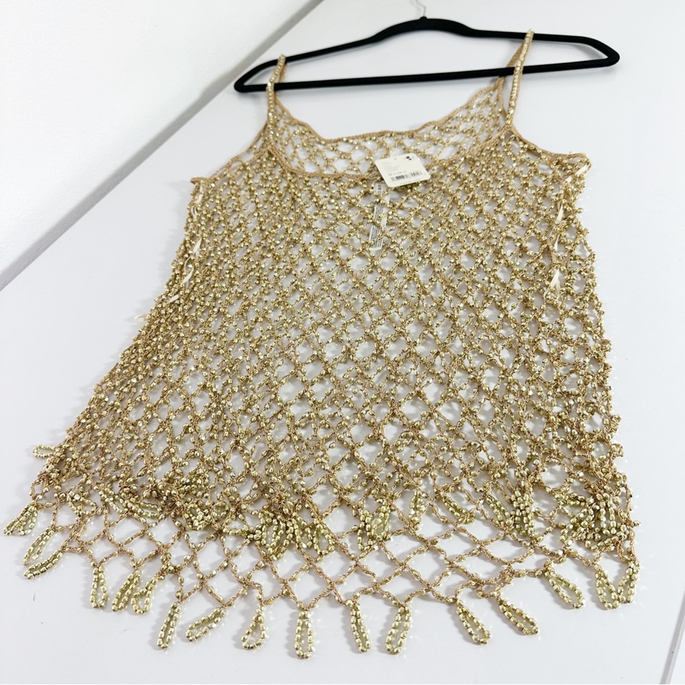 Free People Top it Off Tunic in Gold size M/L NWT